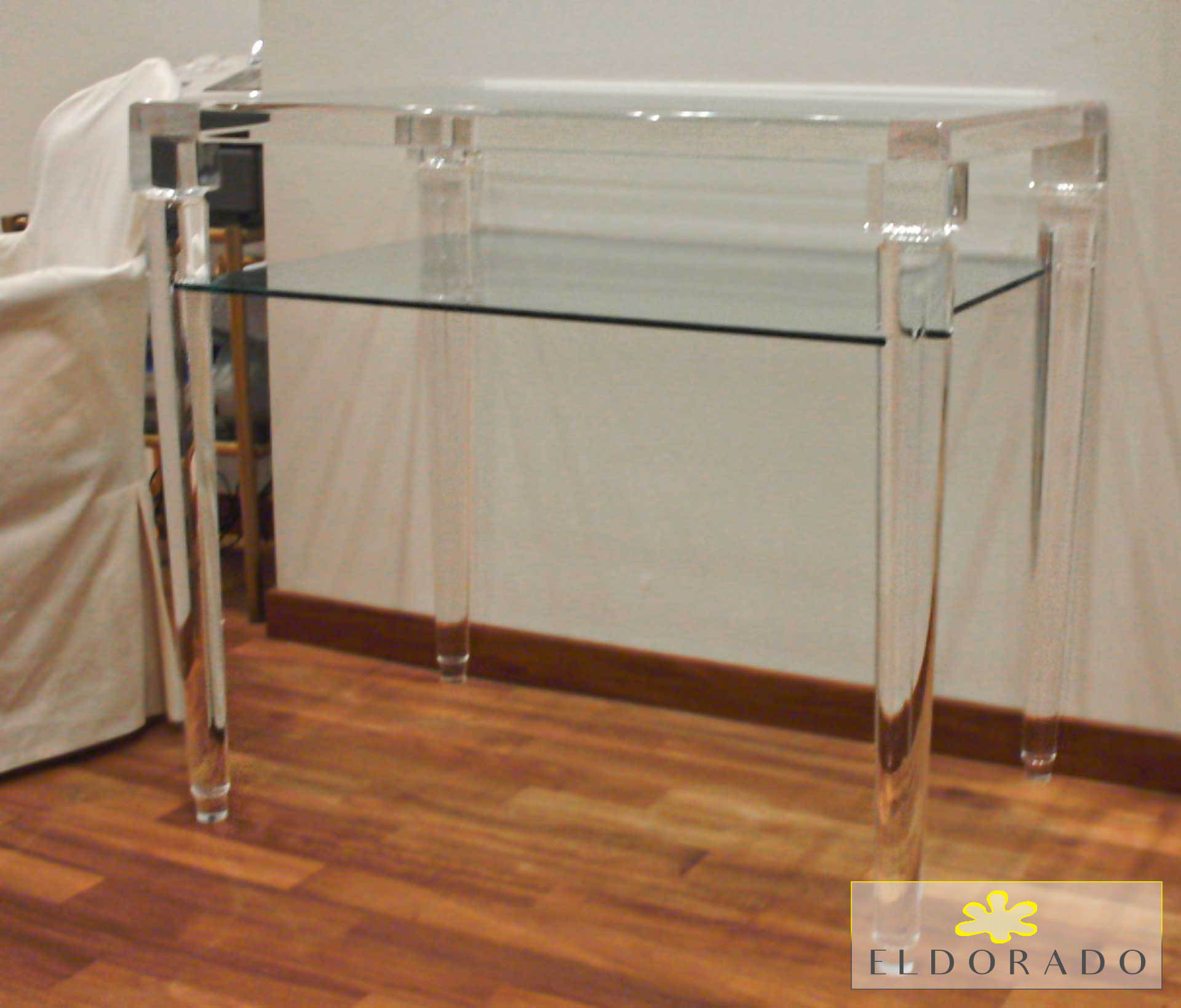 Consolle plexiglass IMPERO cm 80 x 40 h 75 con ripiano
